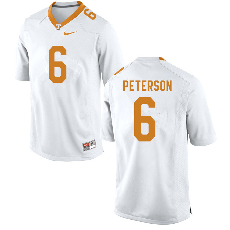 Men #6 J.J. Peterson Tennessee Volunteers College Football Jerseys Sale-White - Click Image to Close